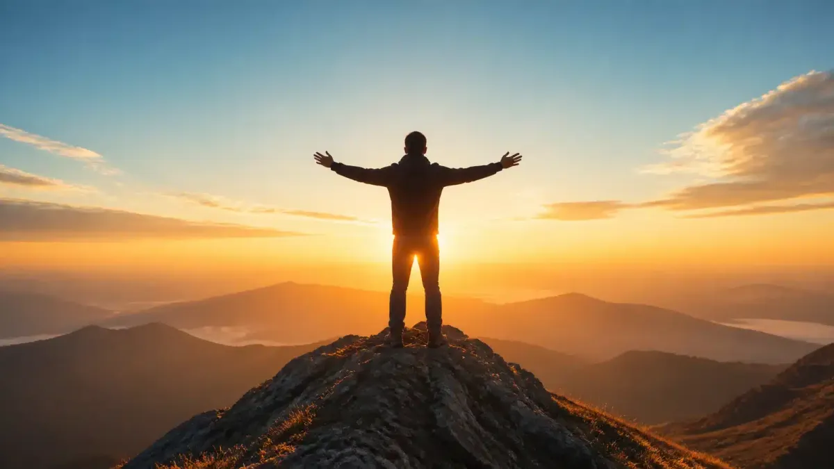 homem admirando um por do sol